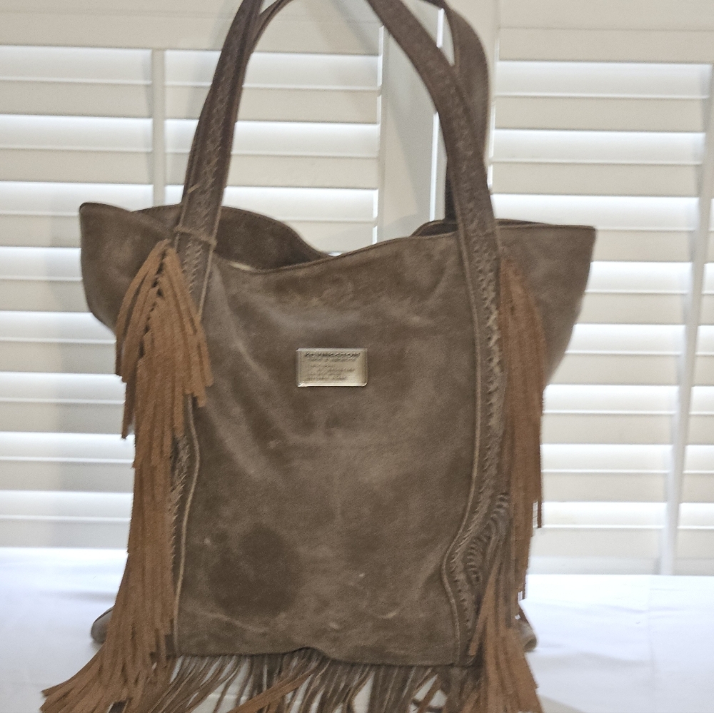 Kevingston Brown Leather Bag With Fringe